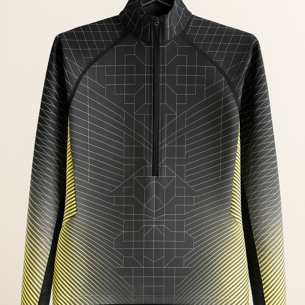 Nike Black and Yellow Performance Jacket with Gradient Design